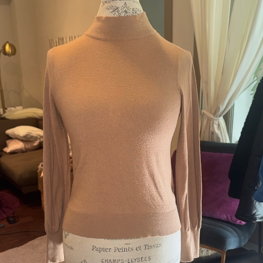 Topshop Camel Mock Turtleneck Sweater women’s size 2 - Picture 1 of 8